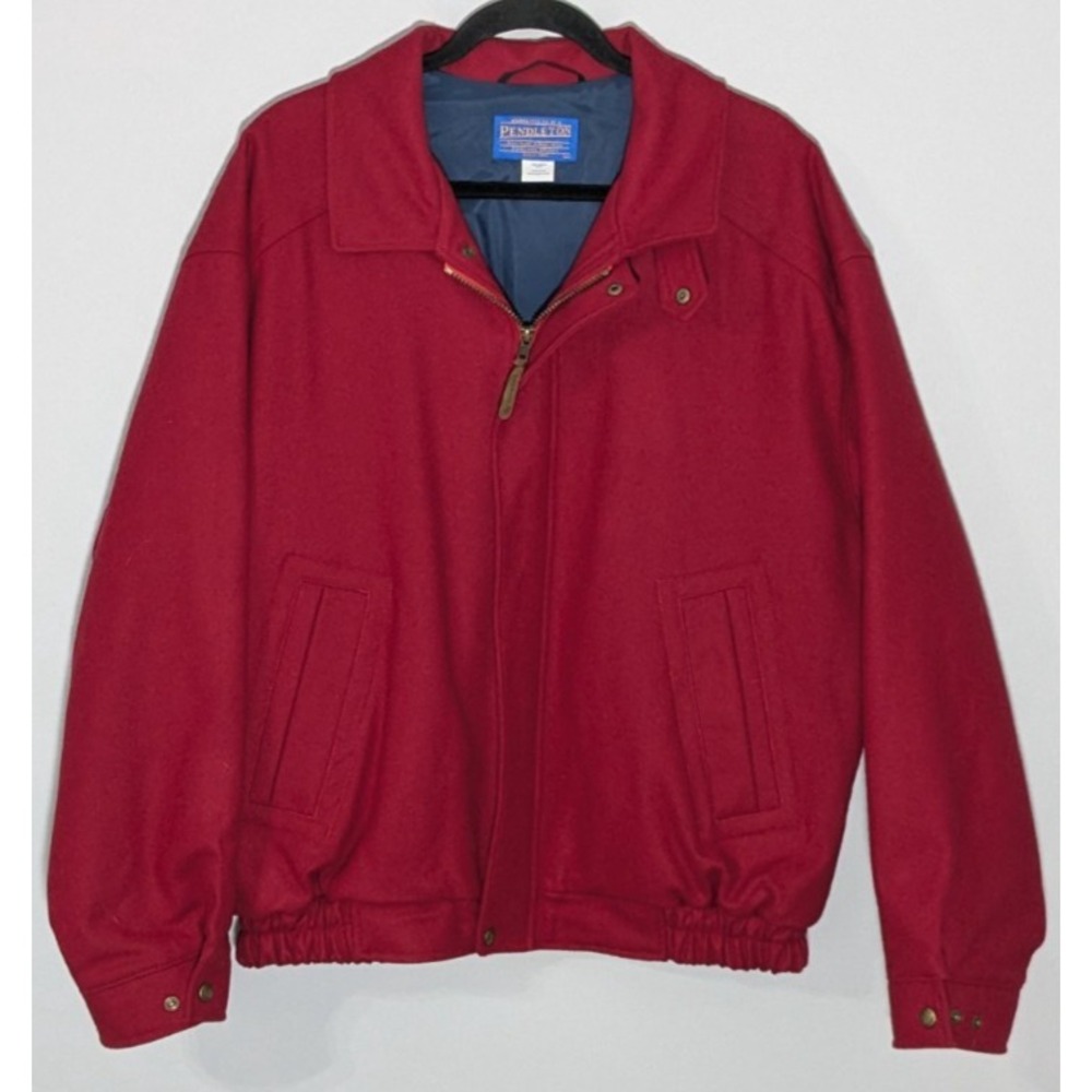 VTG Pendleton Harrington Red Wool Bomber Thinsulate Jacket Made In USA Large